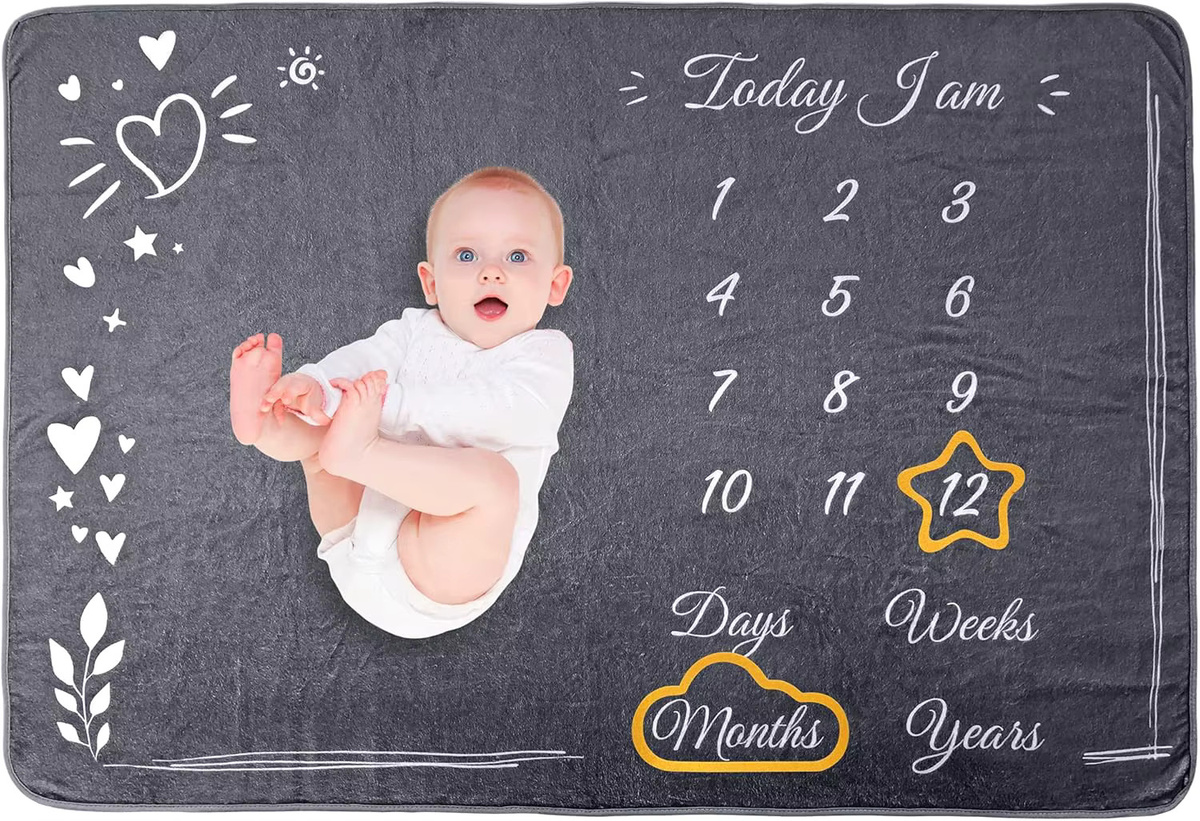 VIKAMA Baby-Flanell-Wachstumsschallplattendecke in Grau - Bild 3