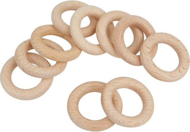 VBS Holzringe aus Buchenholz in Natur/Beige, 10 Stück, Durchmesser: 34 mm - Bild 1
