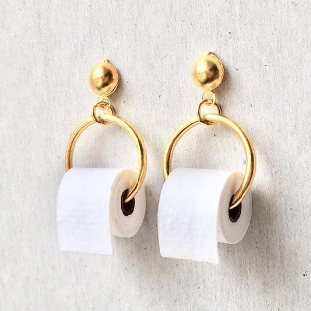 Ohrringe 3D-Rollenpapier, Gold, Damen - Bild 1