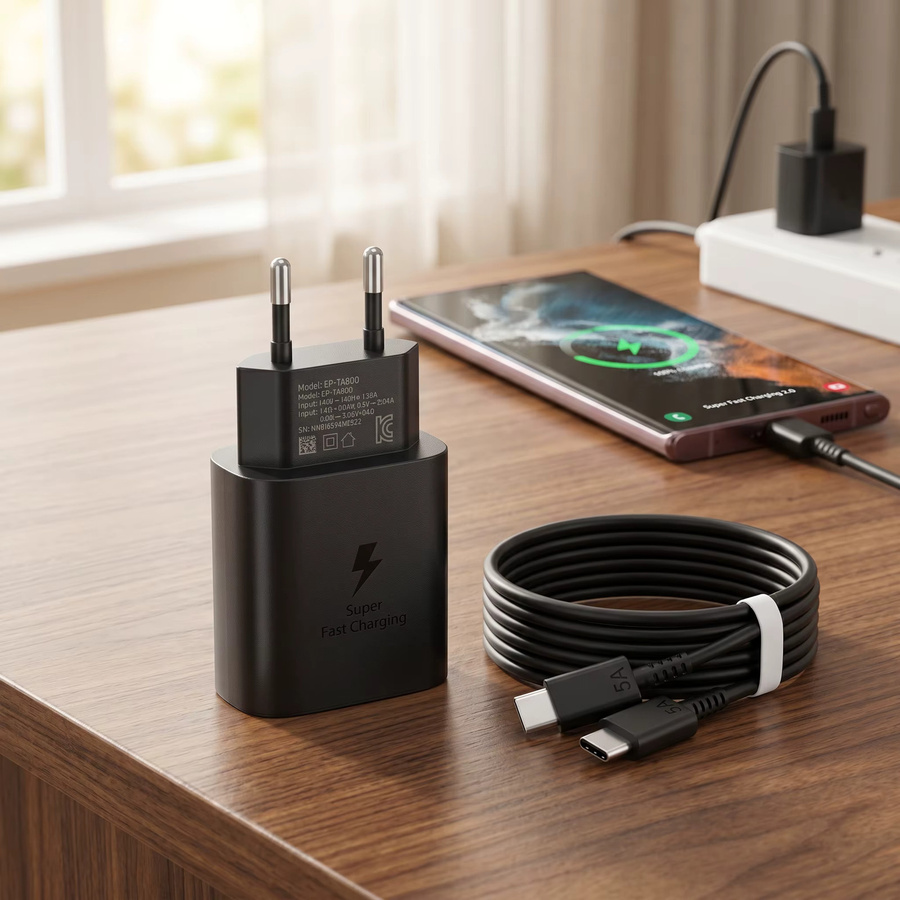 Samsung 25W USB-C Ladegerät Netzadapter in Schwarz für Galaxy S24 S23 S22 S21 S20 Plus Note 20 und A-Serie sowie Z Flip und Fold - Bild 6