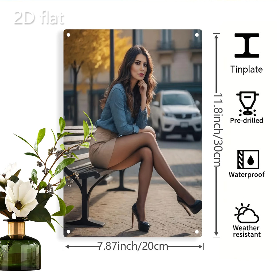 CIFBUY Metall-Wandschild Portrait in Mehrfarbig, Rechteckiges Eisen-Dekoelement für Innen- und Außenbereiche, Breite: 30,0 cm, Höhe: 20,0 cm, Tiefe: 20,0 cm - Bild 2