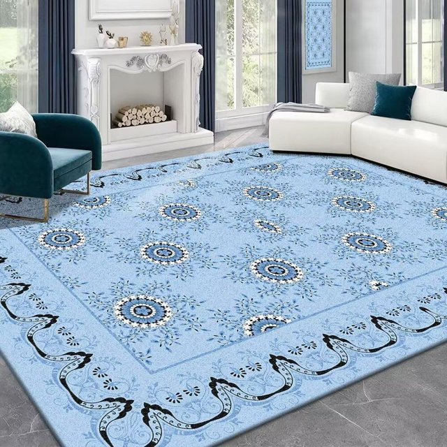 Retro Teppich im französischen Stil mit floralem Design, Creme und Beige, rutschfest und pflegeleicht, B x T: 180 x 250 cm - Bild 1