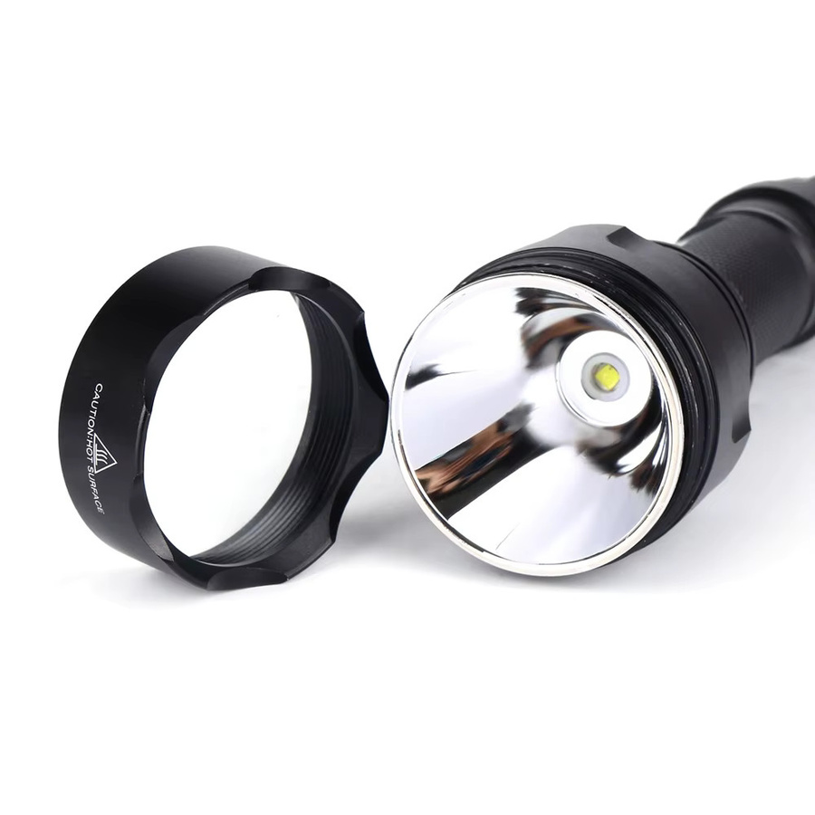 Alonefire C8 Klassische Hochleistungs-LED-Taktische Taschenlampe aus Aluminium in Schwarz - Bild 4