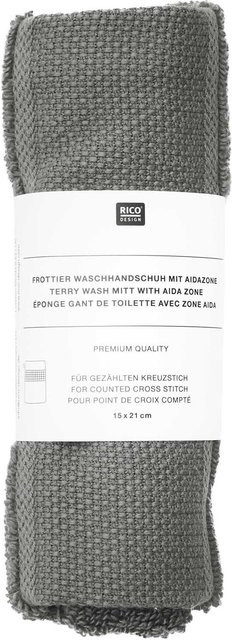 Rico Design Waschhandschuh aus Bio-Baumwolle in Anthrazit, GOTS-zertifiziert und flauschig - Bild 1