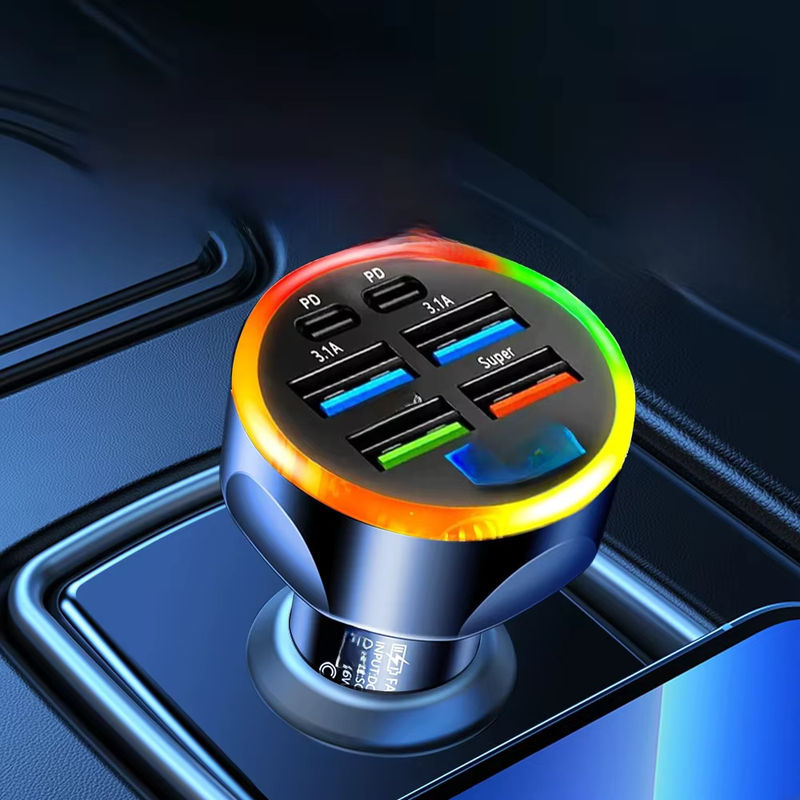 Velev Autoladegerät mit 2-6 USB-C Ports als Schnelllade-Adapter für Zigarettenanzünder in Schwarz - Bild 7