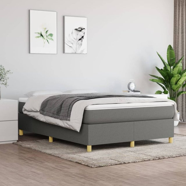 vidaXL Boxspringbett aus Stoff in Grau, B/T/H: 140 x 200 cm - Bild 2