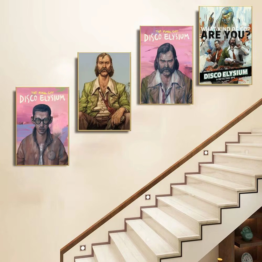 Disco Elysium Videospiel-Poster als Wandkunst-Aufkleber im Retro-Stil, Mehrfarbig, Rechteckig - Bild 5