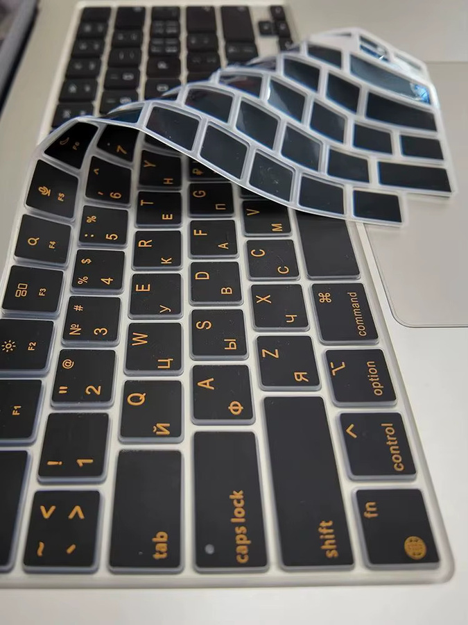 Silikon-Tastaturabdeckung für Apple MacBook Air 13/15 Zoll und MacBook Pro 14/16 mit M2 M3 M4 M5 Chip in Orange mit kyrillischer russischer Schriftart - Bild 5