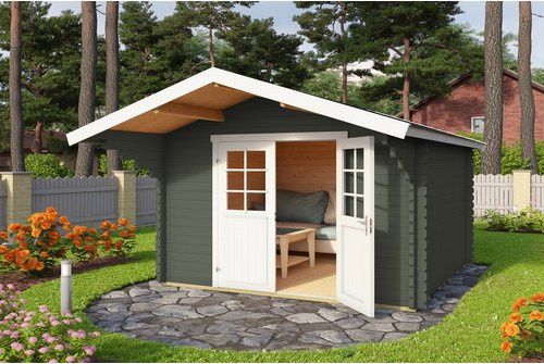 Lasita Gartenhaus Viljandi in Grüngrau mit Außenmaßen B: 339,7 cm, H: 245,1 cm, T: 445 cm - Bild 1