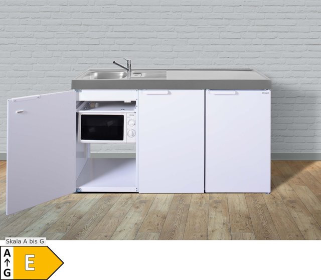 Stengel Küchen Kitchenline MKM 150 Küchenzeile in Weiß mit Becken links und ohne Kochfeld rechts - Bild 1