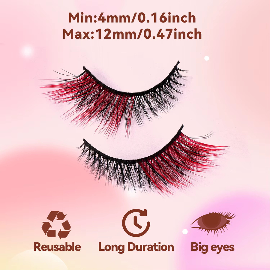 Batownly Falsche Wimpern, rot, Unisex - Bild 3