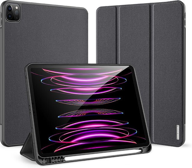DUX DUCIS Tablet-Hülle mit dreifach faltbarem Ständer und Stylus-Stifthalter für iPad Pro 11/12,9 Zoll, iPad Air 5/6 und iPad 7/8/9 10,2 Zoll in Schwarz mit Auto-Sleep-Wake Funktion - Bild 1
