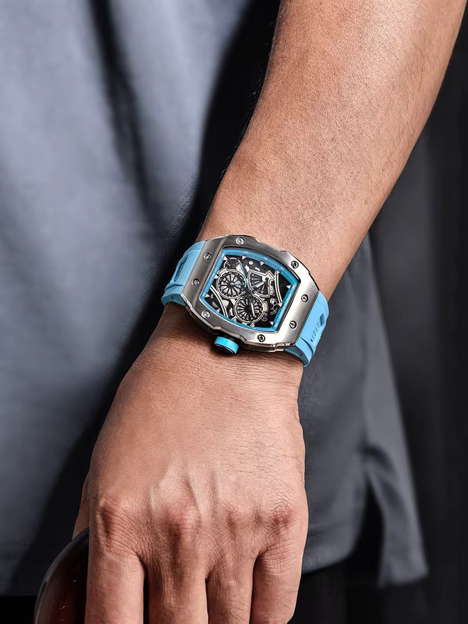 PPAGANI DESIGN Armbanduhr, Quarz, Edelstahl, Silikonarmband, Herren - Bild 7