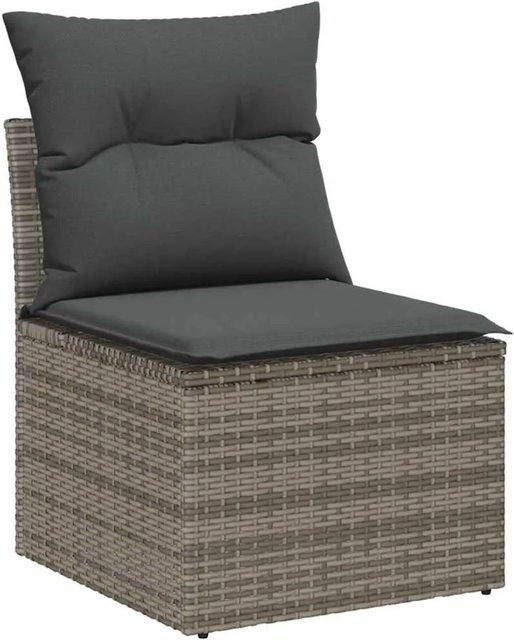 vidaXL Garten-Sofa-Set 8-teilig aus Poly Rattan in Grau mit Stauraumfunktion und UV-Beständigkeit - Bild 1