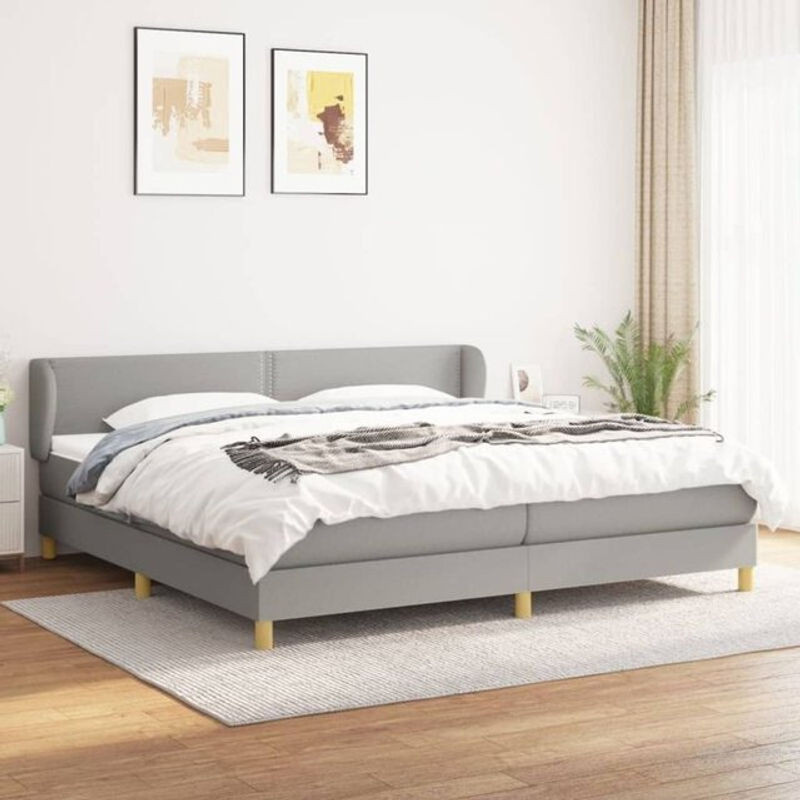Vidaxl Boxspringbett mit Matratze in Grau aus Stoff und Massivholz B/T/H: 200 x 200 x 88 cm - Bild 1