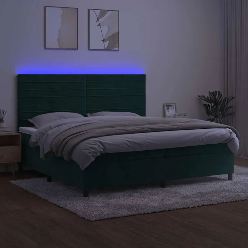 Vidaxl Kontinentalbett mit Matratze und LED in Grün, Samt, B/T: 200 x 200 cm - Bild 3