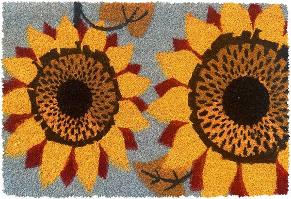Relaxdays Fußmatte aus Kokosfaser und PVC mit Pflanzenmotiv in Natur, rutschfest und witterungsbeständig, B/T/H: 60 x 40 x 1,5 cm