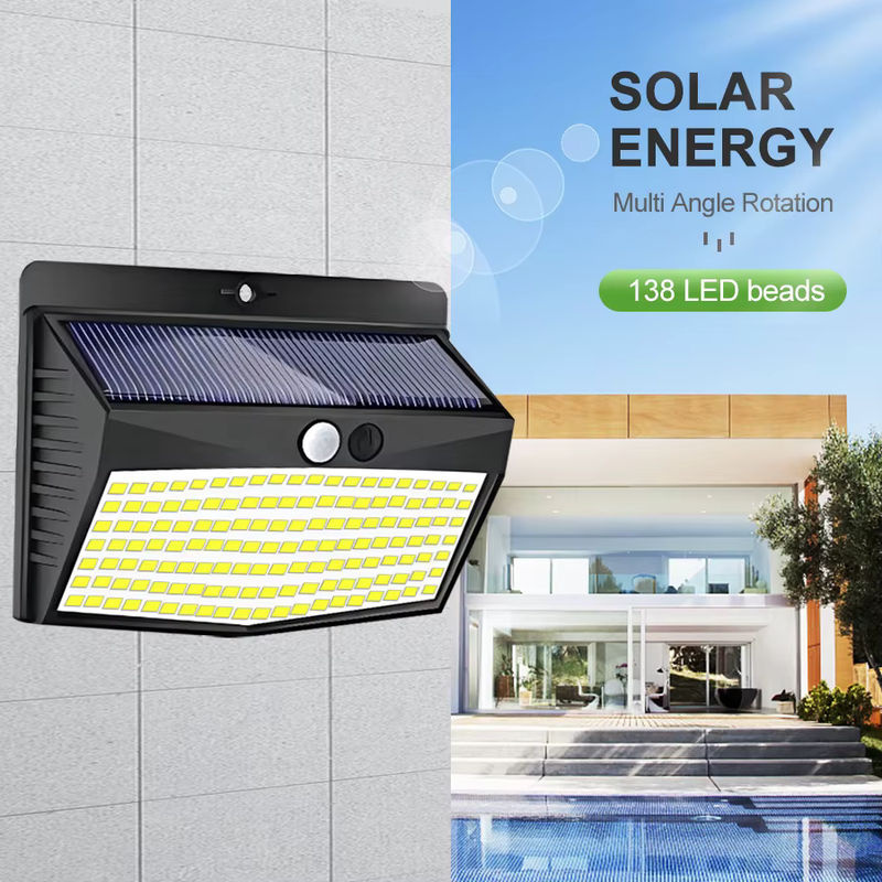 4er-Set Solar Wandleuchten mit 138 LED und Bewegungssensor, Wasserdichte Outdoor Solar Gartenlampen in Schwarz mit warmweißem Licht - Bild 2