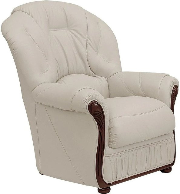 Vente-unique Sessel Daphne mit gerader Rückenlehne aus Büffelleder in Elfenbein/Beige, Höhe: 83 cm - Bild 1