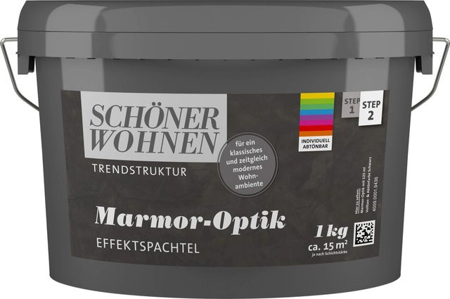 Schöner Wohnen Marmor-Optik Effektspachtel in Weiß und Grau abtönbar - Bild 1