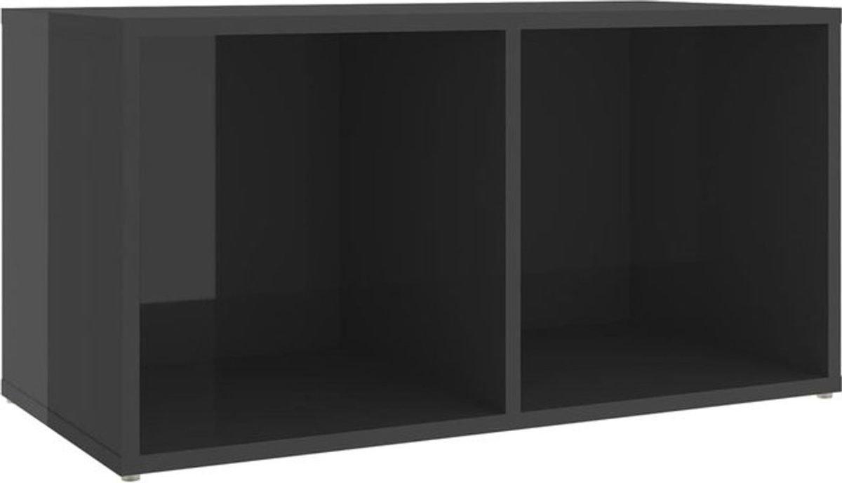 Vidaxl TV-Schrank in Hochglanz-Optik aus Holzwerkstoff, Grau und Schwarz, Modern, B/T/H: 72 x 35 x 36,5 cm - Bild 1