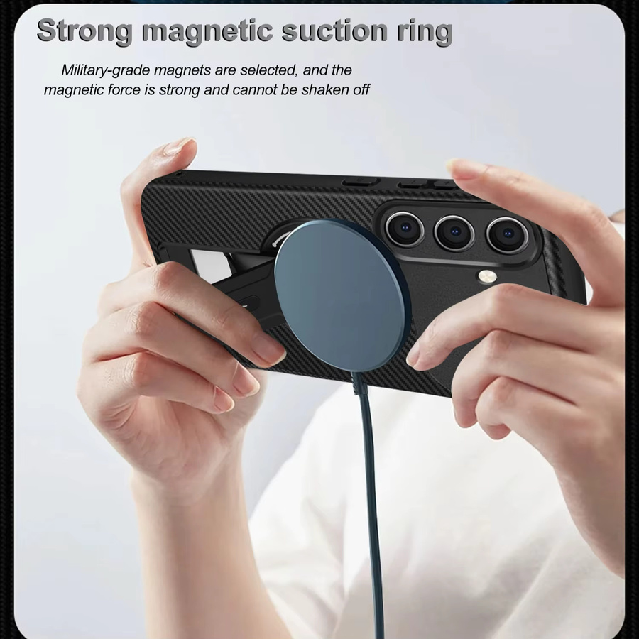Magnetische Handyhülle mit Carbon-Muster für Samsung Galaxy S26 S25 S24 S23 Ultra A05 A06 A07 A12 A13 A14 A15 A16 A25 A26 A54 in Schwarz und Grau - Bild 4