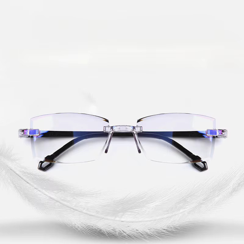 Randlose Lesebrille mit Blaulichtfilter, quadratisch, Unisex, Metall - Bild 2