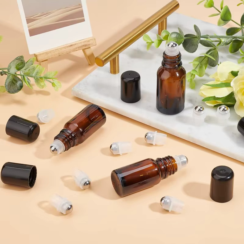 24 Sets Rolleneinsätze für ätherische Öle, Edelstahl-Rollerkugeln und schwarzer Flaschenverschluss, 5–15 ml - Bild 5