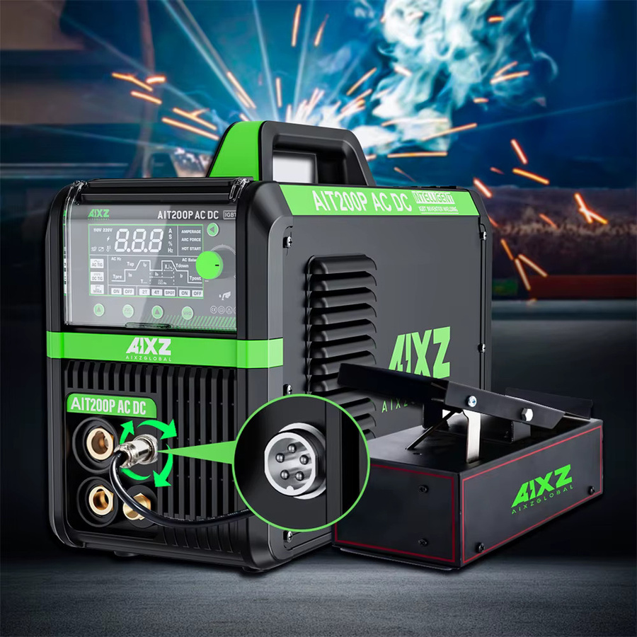 AIXZ 5-in-1 Multiprozess-Schweißgerät AIT200P, AC/DC TIG und MMA ARC Schweißgerät mit Puls-Funktion, 220V 200A, Schwarz - Bild 6
