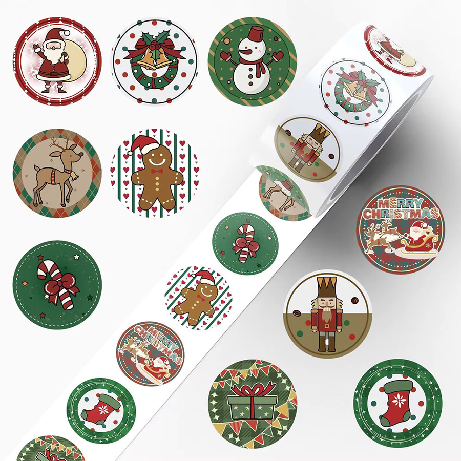 Charile Frohe Weihnachten Santa Claus Cartoon Aufkleber, 500 Teile/rolle - Bild 3