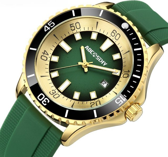 AOCASDIY Armbanduhr, Analoguhr, Silikonarmband, Grün, Herren - Bild 1