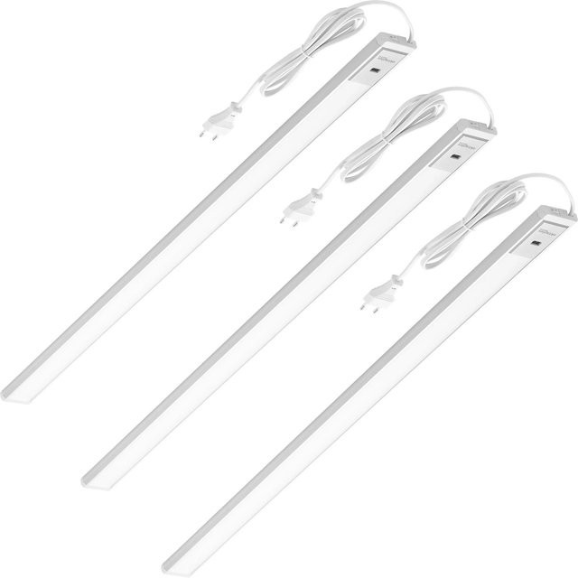 Oktaplex Riva 3er Set Küchenunterbauleuchten aus Aluminium, dimmbar mit Bewegungssensor, LED, 4000K Neutralweiß, Farbe: Silber/Weiß, Länge: 90 cm - Bild 1
