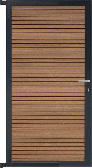 GartenLand Steckzauntor Shadowline aus WPC und Aluminium in Mahagoni und Anthrazit, Breite: 90 cm, Höhe: 175 cm - Bild 1