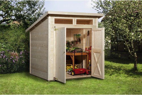Weka Gartenhaus 325 A aus Holz in Beige, B/H/T: 222 x 235 x 237 cm - Bild 1
