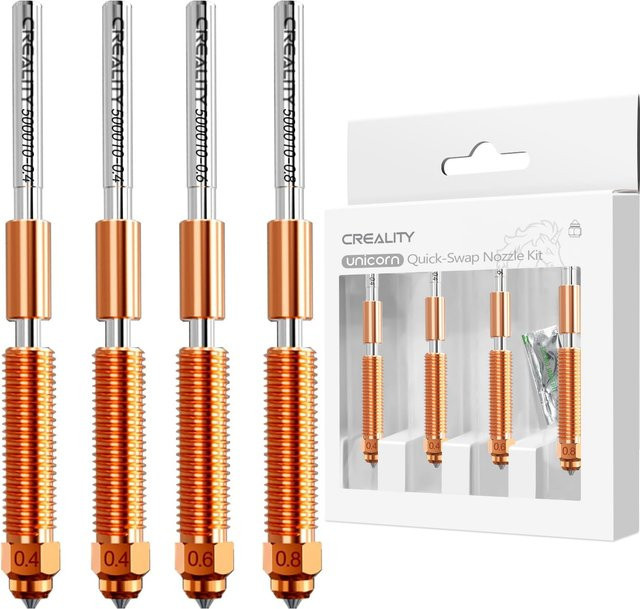 Creality Einhorn Schnellwechsel-Düsensatz für K1 MAX, K1C, K1SE und Ender 3 V3 mit 0,4 mm, 0,6 mm und 0,8 mm Hochgeschwindigkeitsdüsen - Bild 1