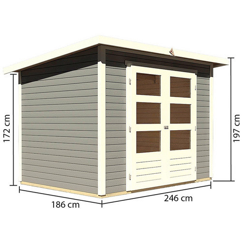 Karibu Gartenhaus Stockach 3 aus Holz in Grau, B/H/T: 246 x 197 x 186 cm - Bild 2