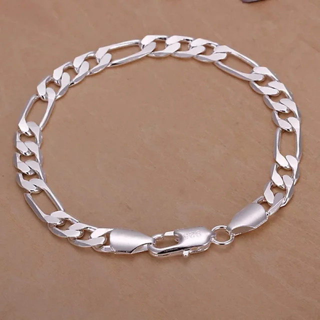 URMYLADY Armband 925 Silber, Figaro, 20 cm, Unisex - Bild 1