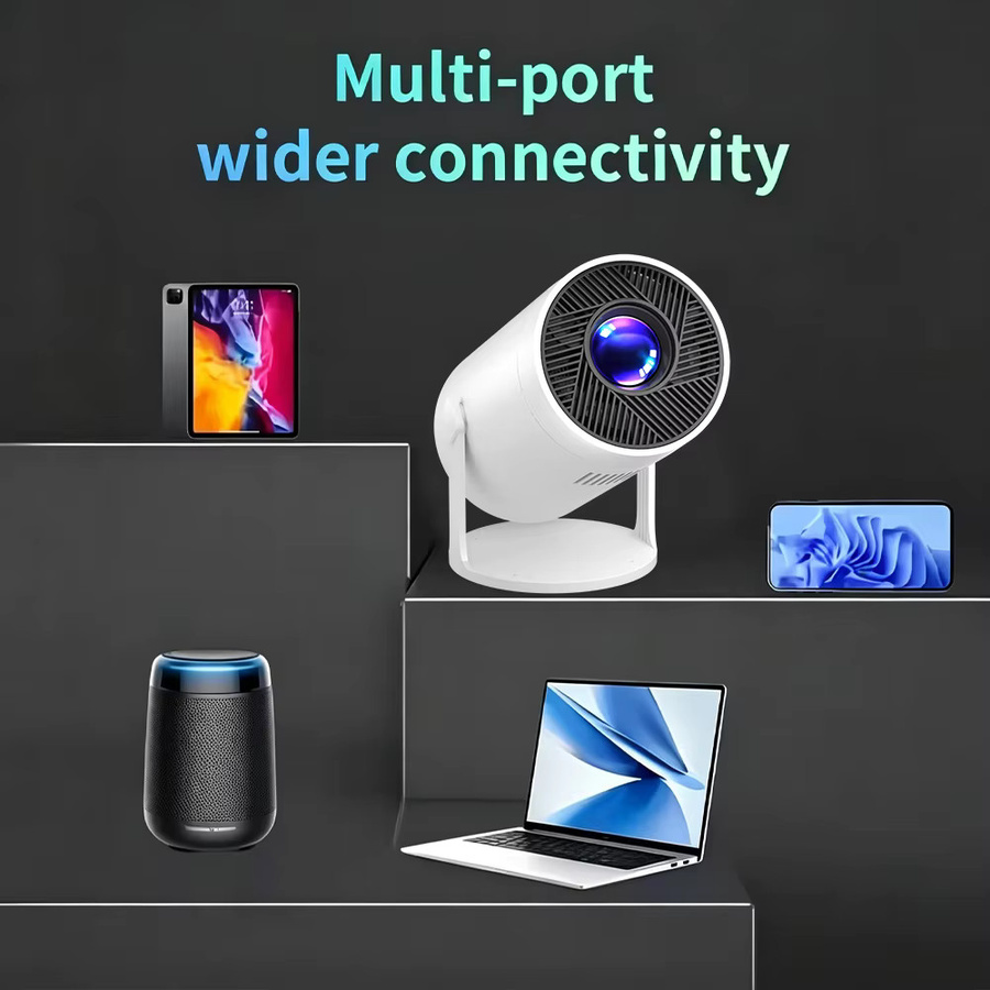 MAOHUTER Tragbarer Smart-Projektor mit 4K Vision, 180 Grad Rotation und automatischer Trapezkorrektur, Weiß - Bild 6