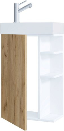 VCM Lumia 2-teiliges Gästebad-Set aus Keramik in Beige mit Waschbecken und Waschbeckenunterschrank, B/T/H: 60 x 22 x 40 cm - Bild 1