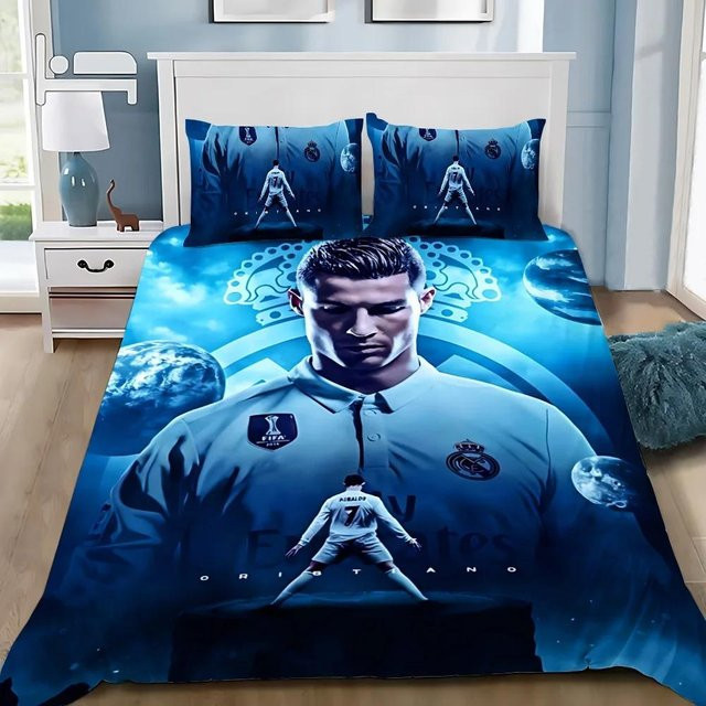 Bettwäscheset Lodestar Fußball CR7 Ronaldo mit Bettbezug und Kissenbezügen in Blau, B/H: 140 x 210 cm - Bild 1