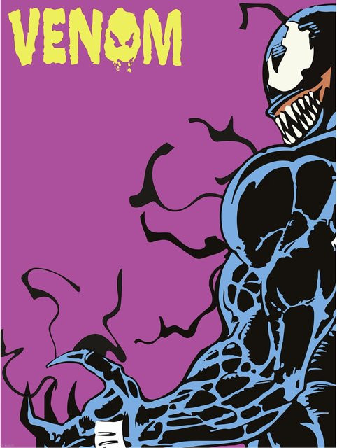 Komar Wandbild Marvel Venom Colourful Stare in Rosa und Multicolour, B: 30 cm, H: 40 cm - Bild 1