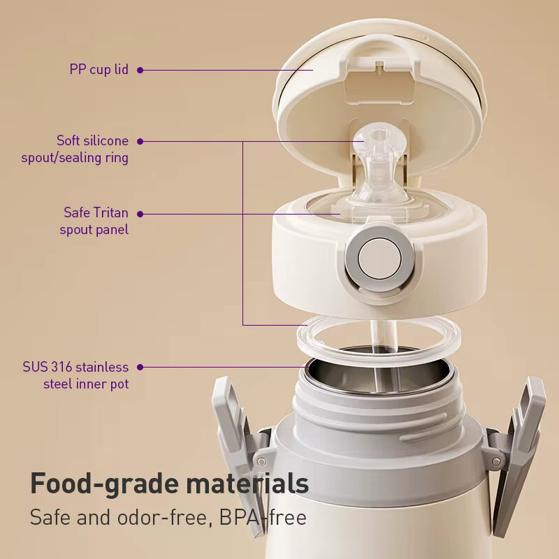 Philips Isolierte Trägerflasche für Kinder in Weiß, 500 ml, Thermosbecher aus Edelstahl 316 mit Riemen - Bild 2