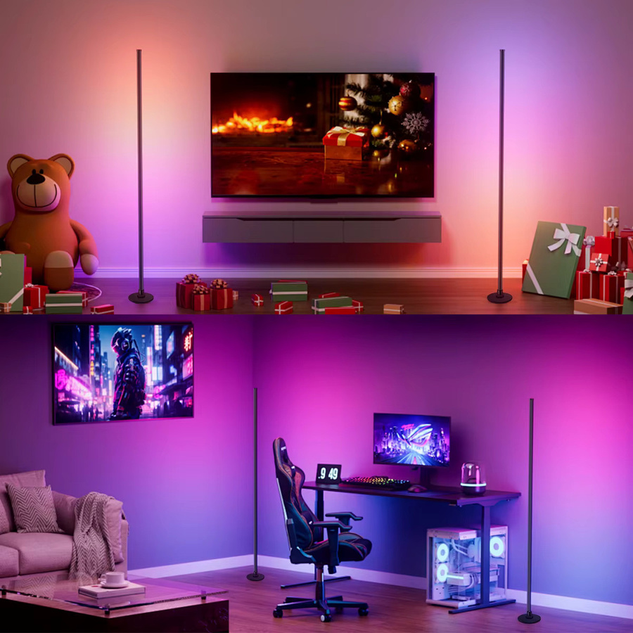 Aogled RGBIC LED-Stehlampe in Schwarz mit App- und Fernbedienung, moderne Ambientebeleuchtung für Wohnzimmer und Home-Office, Höhe: 122 cm - Bild 2