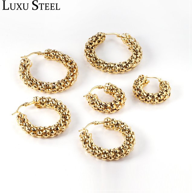 LUXUSTEEL Kreisohrringe, vergoldet, Edelstahl, Gold, Kinder - Bild 1