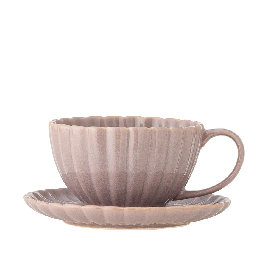 Bloomingville Tasse und Untertasse aus Steingut in Rose Latina, Durchmesser: 15 cm - Bild 1