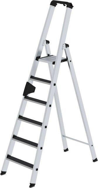 PROREGAL Stufen-Stehleiter Clip-Step R13 einseitig begehbar, 6 Stufen, Silber - Bild 1