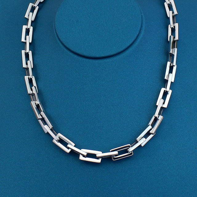 COUYA Halskette Edelstahl, Silber, Quadratische Glieder, Unisex - Bild 1