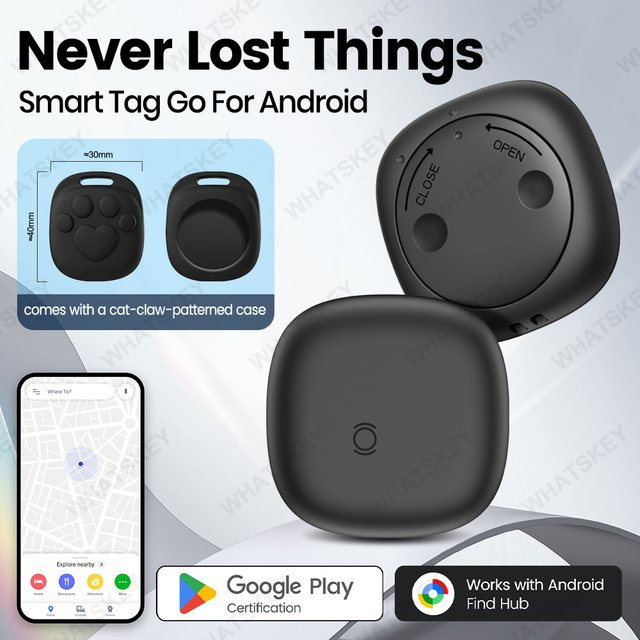 Peocke Intelligenter Standort-Tracker für Android-Geräte Kompatibel mit Google Find My Device App Schlüsselfinder in Schwarz - Bild 1