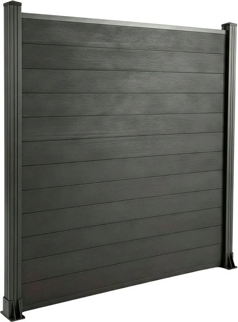Floordirekt WPC Sichtschutzzaun Ponza Lamellenzaun mit Pfosten, Schwarz, H x B: 180 x 180 cm - Bild 1