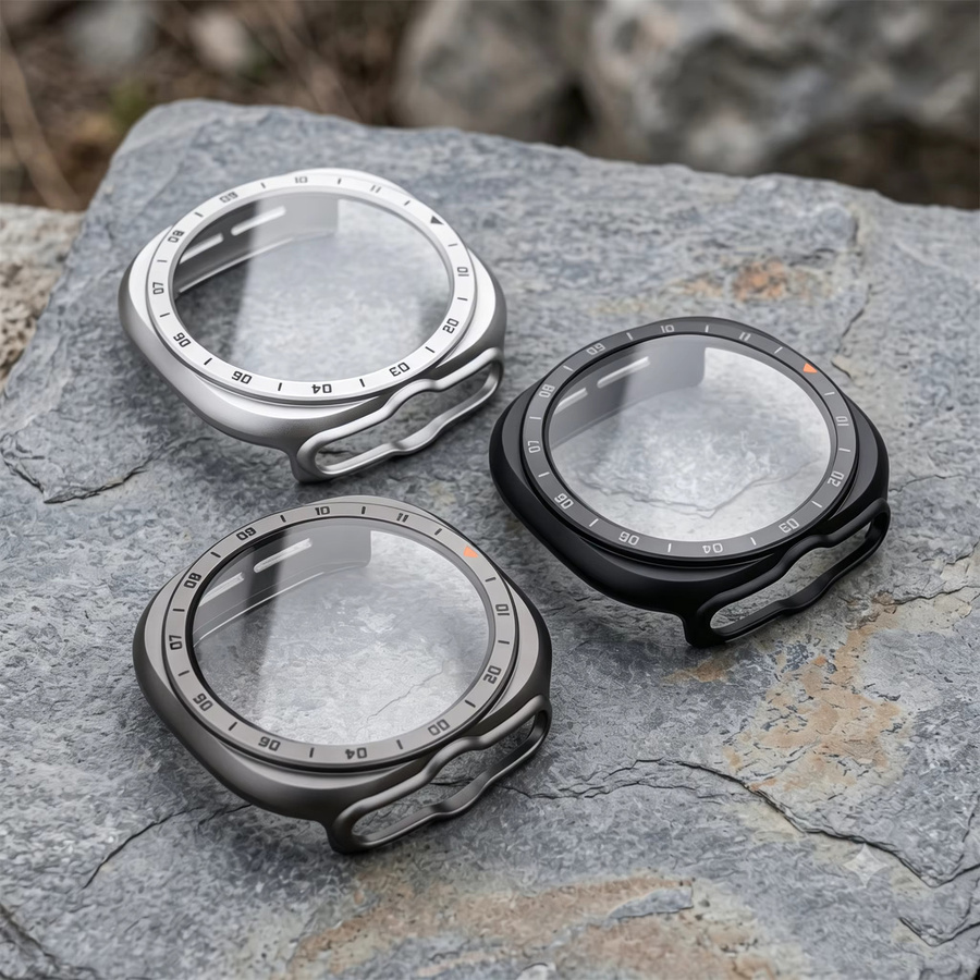 CAOWTAN Schutzhülle für Samsung Galaxy Watch Ultra 2 47mm, Schwarz, Silikon, Glas - Bild 2
